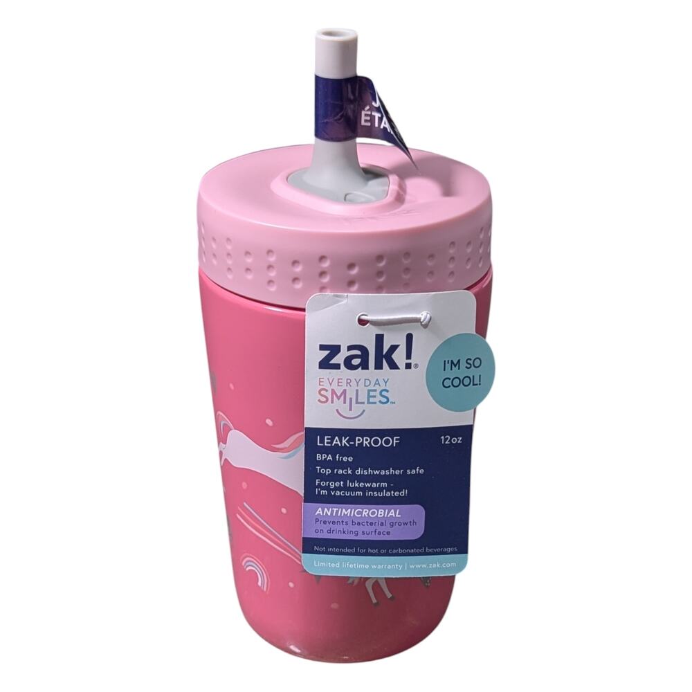 Zak! Everyday Smiles Kids 12 oz Tumbler Leak-Proof And A Pink NWT